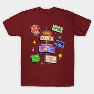 Say Gay Vintage Signs - LGBTQ Pride T-Shirt